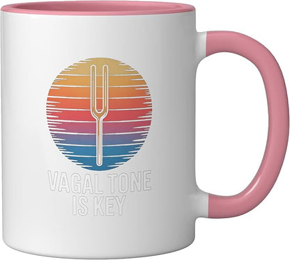 Relaxation Breathing Stress Vagus Nerve Stimulation Anatomy Ceramic Mug, Pink/White