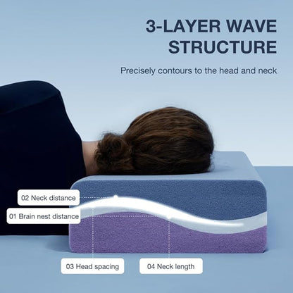 Cube Pillow for Side Sleeper with Firm Layer, Cooling Memory Foam Pillows with Two Side Four Types of Softness for Neck and Shoulder Pain, King or Queen 24"x12"x5"