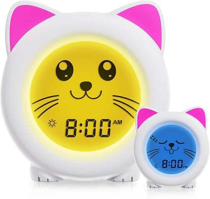 B&H Sleep Trainer Clock for Toddler - Rechargeable Kid Ok to Wake Clock, Cute Cat Girls Alarm Clock, Drop Proof, Night Light, Science-Backed Lighting for Peaceful Sleep and Ready to Rise Mornings