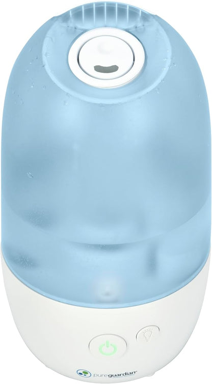 PureGuardian Ultrasonic Cool Mist Humidifier with Aromatherapy Tray, 70-Hour Run Time, 1-Gallon Tank Capacity, 320 Sq. Ft. Coverage for Small Rooms, Quiet Operation, H975AR
