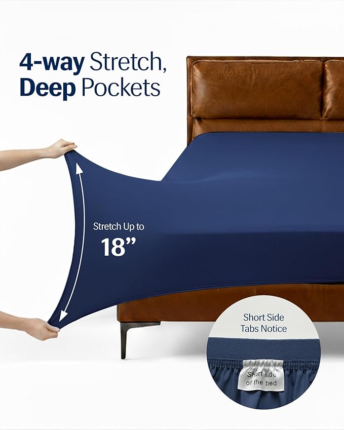 REST® Evercool®+ Starter Sheet Set, Cali King, Blue, Breathable Bed Sheet for Hot Sleeper and Night Sweats, with Pillowcases, Ionic+ Self-Cleaning Silver Yarn for Sensitive Skin, 3PCS No Flat Sheet
