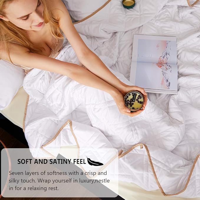 Dornroscn Weighted Blanket with Premium Glass Beads Heavy Blanket| 25 lbs | 88"x104" King Size Big Blanket | Fits King or Over Sized Bed | White