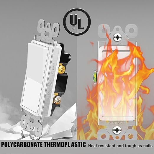 GreenCycle Three Way Switch White,24 Pack 3 Way Rocker Light Switch 15A 120/277V, On/Off Rocker Paddle Interrupter, Residential/Commercial Grade,Home & Office,UL/CUL, White