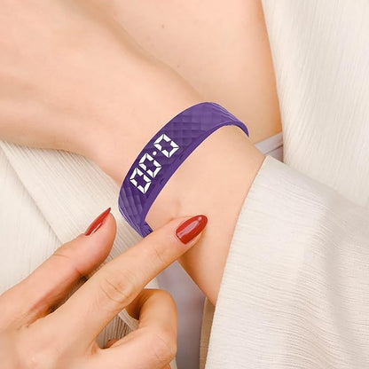 Vibrating Alarm Wristband, IP65 Waterproof Fitness Sleep Tracker, Digital Alarm Wristband for Deepsleepers Seniors Adults Use (Purple)