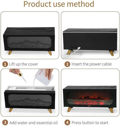 Fireplace Flame Air Diffuser Humidifier,7 Colors Aromatherapy Essential Oil Diffuser, Ultrasonic Cool Mist Humidifier with Remote,2 Gears Timer Shutdown,Can Connect to Water Bottle for Home Yoga (a1)