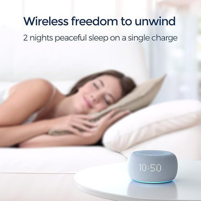 Buffbee Pro 2nd Gen – Upgraded to Rechargeable Battery | 3-in-1 Portable White Noise Sound Machine, Alarm Clock & Bluetooth Speaker for Sleep, Travel & Bedroom (Cloud Blue)