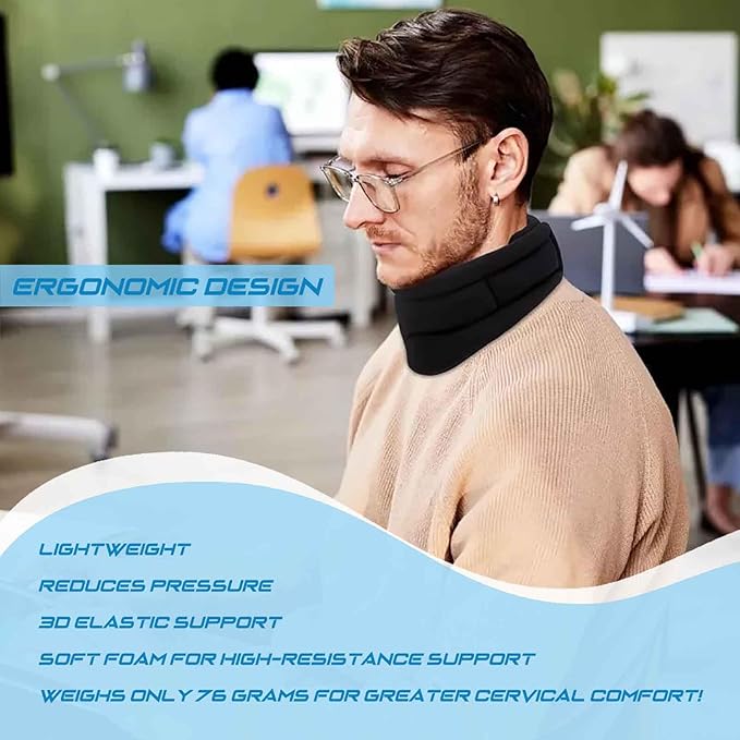 VitaVix Neck Support, Anti-Forward Tilt Neck Traction Device for Neck, Ergonomic Neck Pain Relief Collar for Snoring, Fuyobiz Adjustable Soft Foam Support (Medium Size)