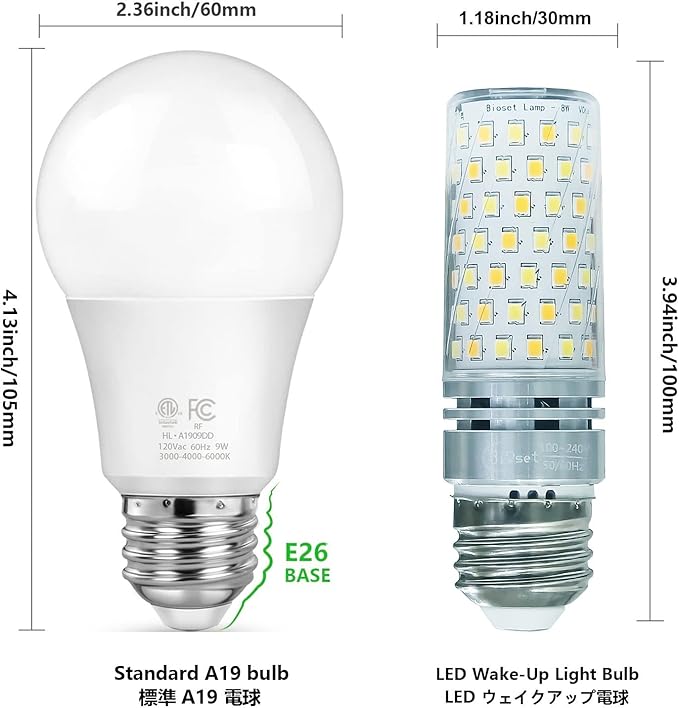 Smart Wake-Up Light Bulb - Sound & Light Alarm, APP Control Sunrise Sunset Simulation, 3 Colors & Natural Sounds, 800 Lumens, Reset Circadian Rhythm for Wake-Up, Sleep Aid & Lighting