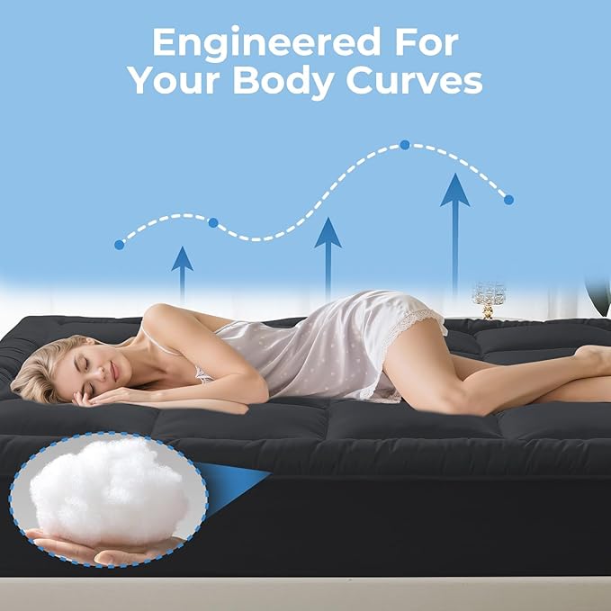YUGYVOB Twin XL Mattress Topper - 600GSM Extra Thick Cooling & Breathable Mattress Pad with Deep Pocket 8"-21" & Soft Down Alternative Filling, Grey