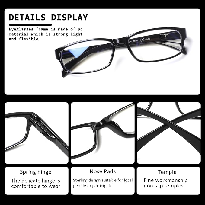 JOSCHOO Computer Reading Glasses for Women and Men 6 Pack Blue Light Blocking Spring Hinge Readers