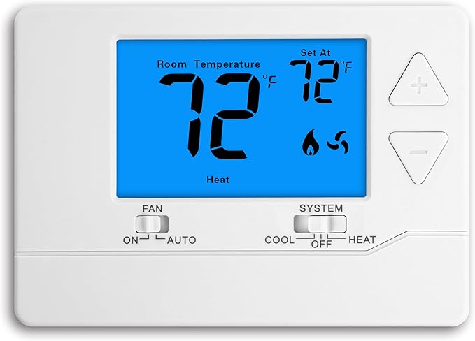 Thermostat for House Non-Programmable Single-Stage Systems,1 Heat / 1 Cool,Easy DIY Install,Blue Backlight