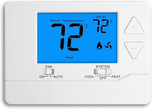 Thermostat for House Non-Programmable Single-Stage Systems,1 Heat / 1 Cool,Easy DIY Install,Blue Backlight