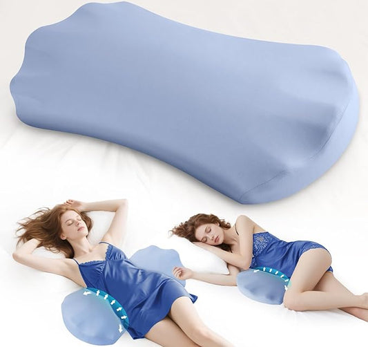 Lumbar Support Pillow for Sleeping – Memory Foam Lower Back Pillow for Bed for Back Pain Relief - Ergonomic Support for Side&Back Sleepers-Rest Pillow for Car, Futon Sofa Bed with Washable Cover