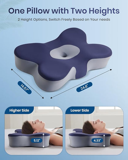 Cervical Neck Pillow for Pain Relief, Cooling Excellent Support Side Sleeper Pillow for Adults, Ergonomic Memory Foam Pillows for Sleeping, Contour Neck Pillow for Side Back Stomach Sleepers