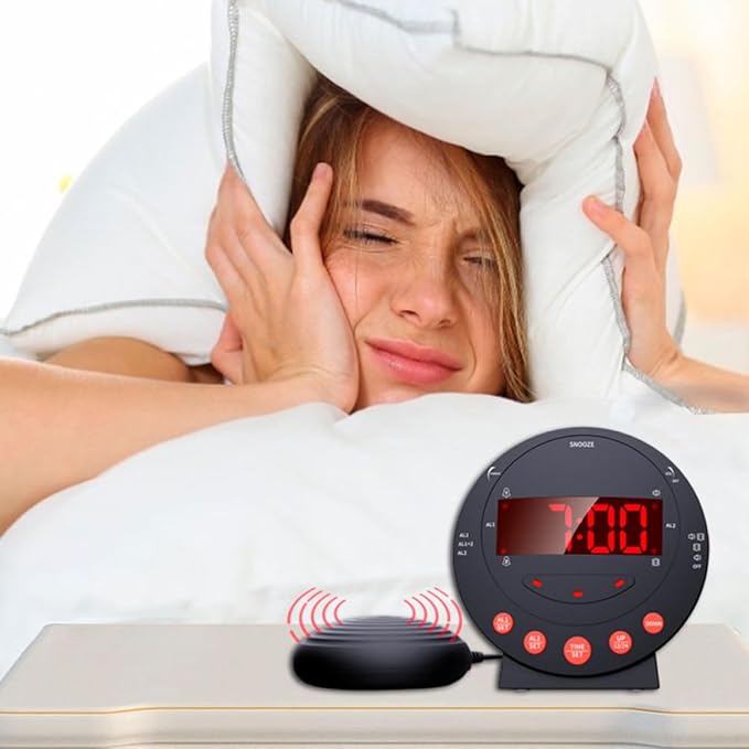 Homoyoyo Vibrating Alarm Clock for Heavy Sleepers and Deaf-Mute with Loud Bed Shaker Digital Dual Alarm Clock for Hearing Impaired 3pcs Set (no Batteries Included)