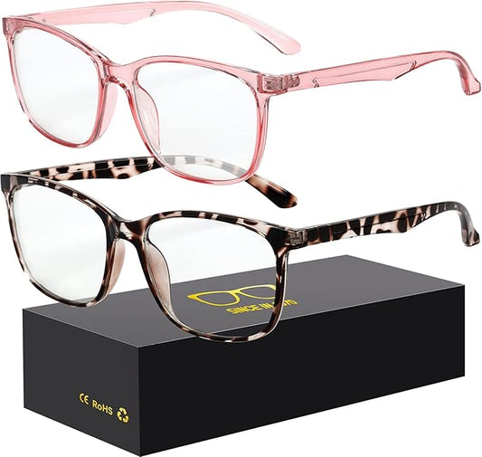 Blue-Light Blocking Glasses Computer Reading/Gaming/TV/Phones Glasses Fashion Anti Eyestrain UV Glasses for Women Men（B8 Douhua + Pink）