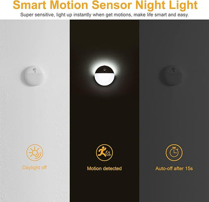 2 Pack Battery Night Light, Toilet Lights, 2.6" Small Motion Senor Light, Stick on Lights, 3 Light Modes, Dimmable LED Nightlight for Closet, Stairs, Garage, Cabinet, Toliet, Daylight White
