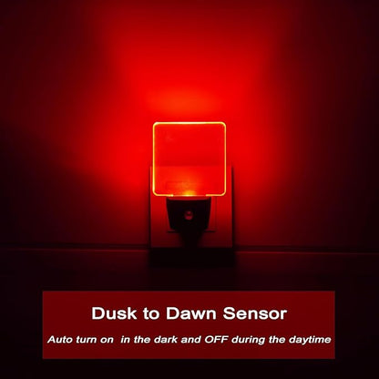 2 Pack 0.5W Plug in LED Night Light with Dusk to Dawn Sensor Red