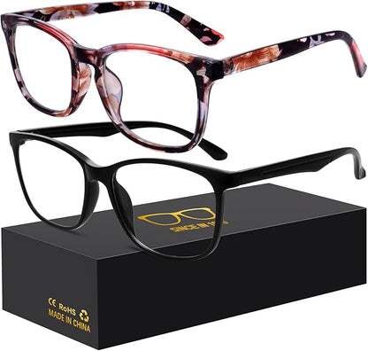 Blue-Light Blocking Glasses Computer Reading/Gaming/TV/Phones Glasses Fashion Anti Eyestrain UV Glasses for Women Men(H1-Black+Baohua)