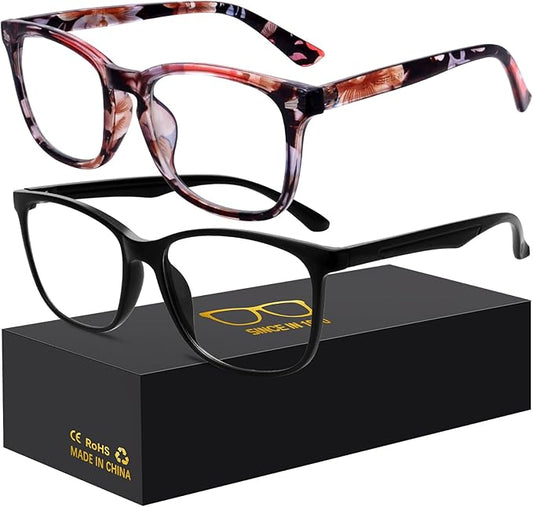 Blue-Light Blocking Glasses Computer Reading/Gaming/TV/Phones Glasses Fashion Anti Eyestrain UV Glasses for Women Men(H1-Black+Baohua)
