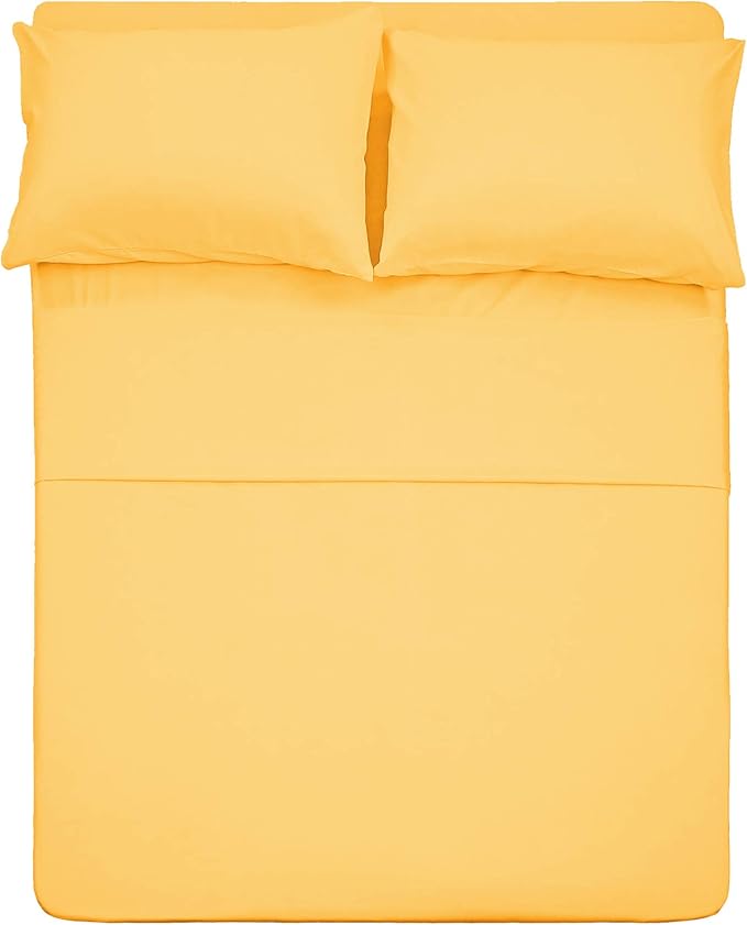 Best Season 4 Piece Bed Sheet Set (Queen,Yellow) 1 Flat Sheet,1 Fitted Sheet and 2 Pillow Cases,100% Brushed Microfiber 1800 Luxury Bedding,Deep Pockets,Extra Soft & Fade Resistant