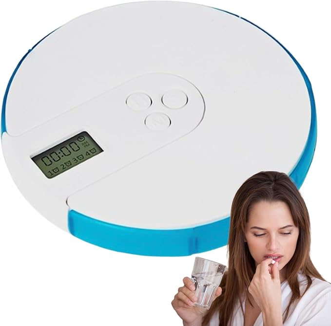 Automatic Pill Dispenser - Electronic Timer, Hold Fish Oil | Automatic Alarm Reminder Digital Reminder Dispenser, Weekly Medication Holder, Daily Health Management System for Seniors