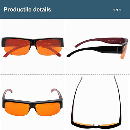 BLUELESS Fitover Blue Light Blocking Glasses with Orange Tinted Sleep Glasses, Black Red
