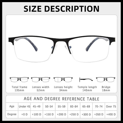 FONHCOO Reading Glasses for Women Men, Blue Light Blocking Reading Glasses Metal Half Frame Computer Readers Anti UV/Glare