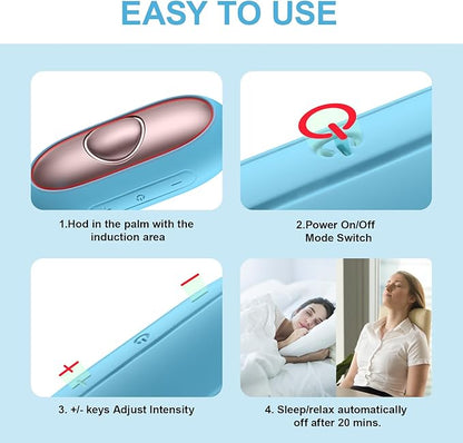 Sleep Aid Device, Micro-Current Sleep Instrument Anxiety Device, Portable Rechargeable Sleep Aid for Anxiety and Insomnia (Blue)