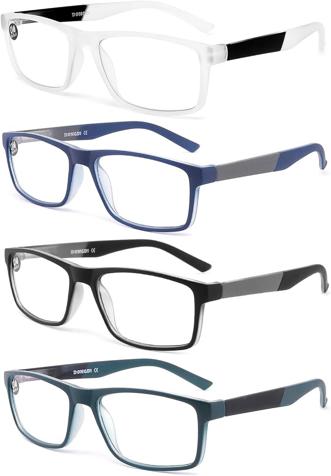 DONGDI Blue Light Blocking Reading Glasses 4 Pack Computer Readers for Women Men,Anti Glare UV Ray Filter Eyeglasses… (4mix colors, 0.00)