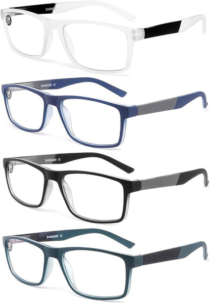 DONGDI Blue Light Blocking Reading Glasses 4 Pack Computer Readers for Women Men,Anti Glare UV Ray Filter Eyeglasses… (4mix colors, 0.75)