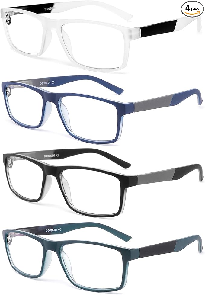 DONGDI Blue Light Blocking Reading Glasses 4 Pack Computer Readers for Women Men,Anti Glare UV Ray Filter Eyeglasses… (4mix colors, 1.50)