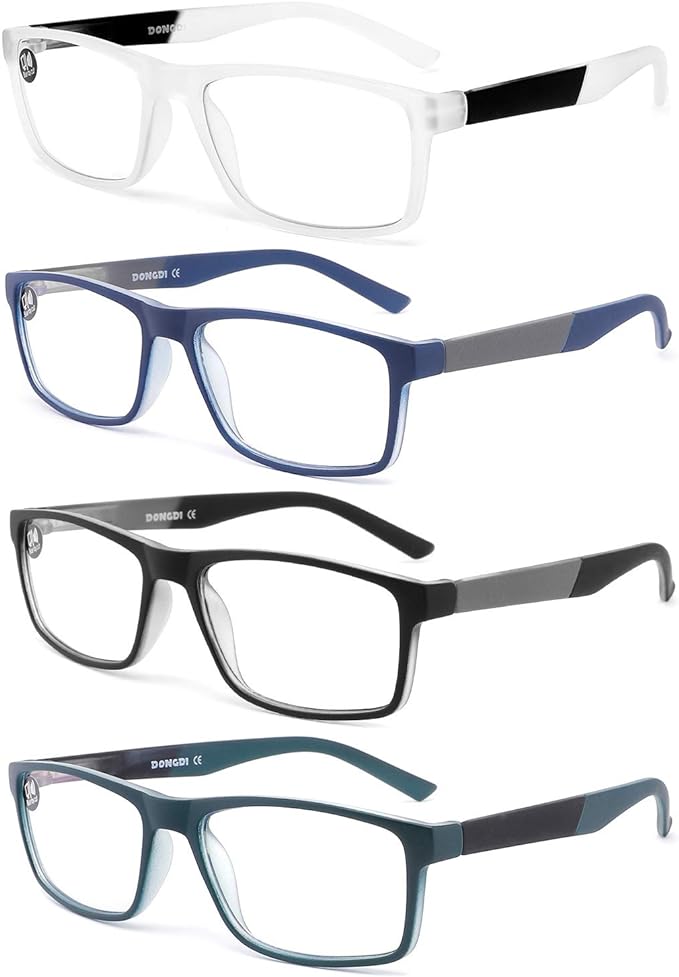 DONGDI Blue Light Blocking Reading Glasses 4 Pack Computer Readers for Women Men,Anti Glare UV Ray Filter Eyeglasses… (4mix colors, 4.00)