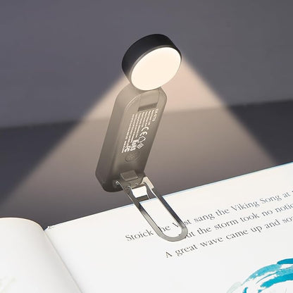 VAVOFO USB Rechargeable Book Light, Blue Light Blocking, Amber Clip-On Bookmark Shaped Reading Light, Eye Care 6 LEDs With 9 Lighting Modes for Bookworms (Grey)