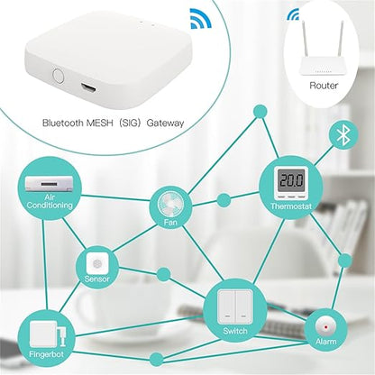 Add MOES FingerBot Tuya Bluetooth Hub Link FingerBot to Wi-Fi (Support 2.4GHz) Compatible with Alexa, Google Home, IFTTT and Timmer Control. One Gateway Can Connect Multiple FingerBots