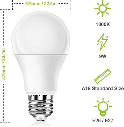 Neporal Amber Light Bulbs, 9W 60W Equivalent A19, Blue Light Blocking Soft Warm Light Bulbs, 1800K Amber Night Light, Dim Light for Healthy Sleep and Baby Nursery