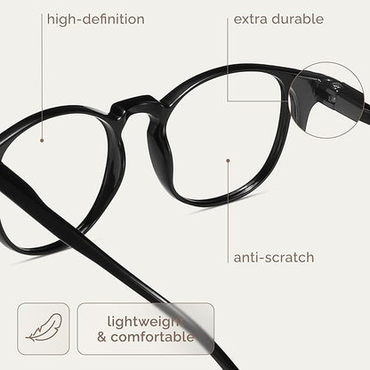 IBOANN Chic & Comfy Blue Light Glasses for Women - 3-Pack Round Frames, Screen-Ready Style with UV Protection Coating