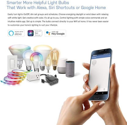Feit Electric OM60/950CA/AG 60W Equivalent 2.4GHz WiFi Dimmable, No Hub Required, Alexa Google Assistant A19 Smart LED Light Bulb, 4.4" H x 2.3" D, 5000K Daylight