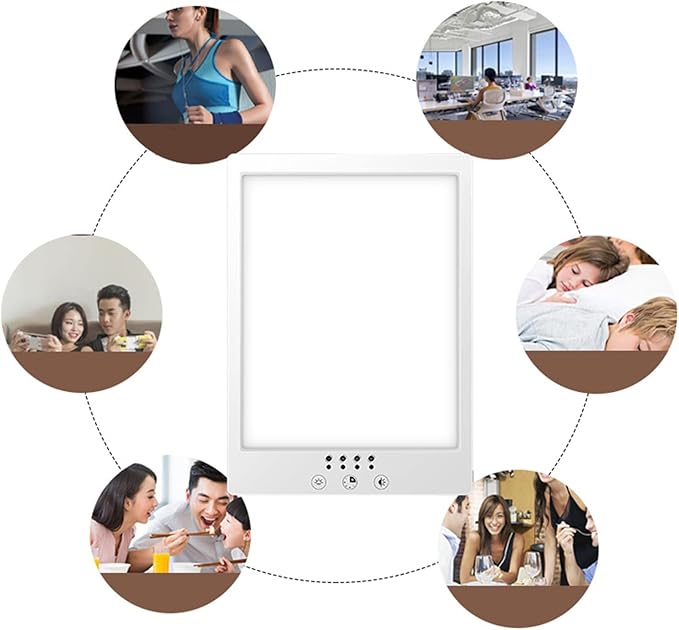 Light Therapy Lamp 10000 Lux Sun Light, Cool & Warm Light 4 Timers and 360°Rotatable Stand, for Home/Office/Travelling