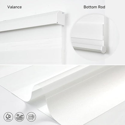 Motorized Zebra Blinds, Cordless Blackout Window Shades with Remote, Custom Dual Layer Smart Roller Shades Compatible with Alexa Google Assistant, Automatic Light Filtering Blinds,White