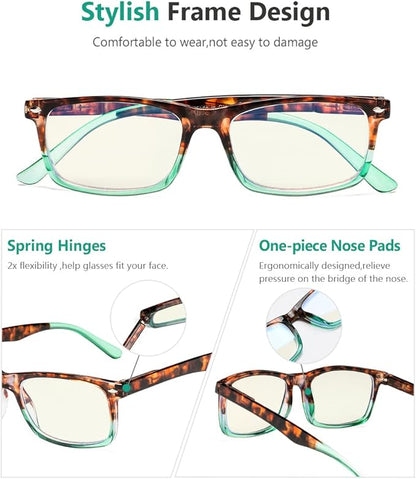 Eyekepper Computer Reading Glasses for Men Blue Light Blocking Readers Women, Tortoise-Green