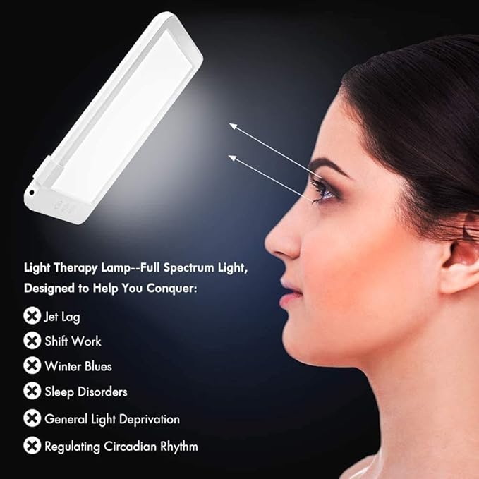 Light Therapy Lamp, UV-Free 10000 Lux LED Bright White Therapy Light, Touch Control with Adjustable Brightness Levels, Timer Function