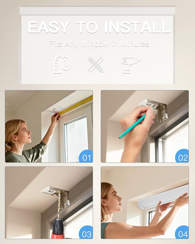 Motorized Roller Shade with Remote Control, Blackout Electric Shade for Windows Compatible with Alexa Google via Hub, Rechargeable Smart Window Blind Customized Size (Vinyl White)