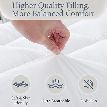 WhatsBedding 5 inch Memory Foam Mattress Topper Queen Size for Back Pain, Soft Breathable Cover, Comfort Supportive Pillow Top Mattress Topper, 2000GSM Fluffy Shredded Memory Foam Filled