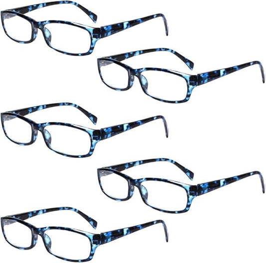 Henotin 5-Pack Reading Glasses Blue Light Blocking Anti Eyestrain Computer Reading Glasses for Women and Men Readers (5 Pack blue, 3.50, Diopters)