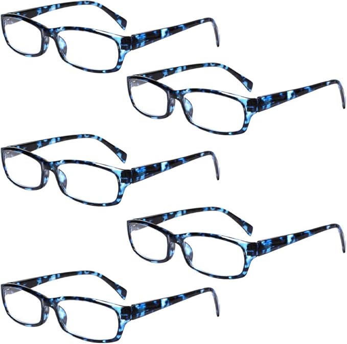Henotin 5-Pack Reading Glasses Blue Light Blocking Anti Eyestrain Computer Reading Glasses for Women and Men Readers (5 Pack blue, 2.75)