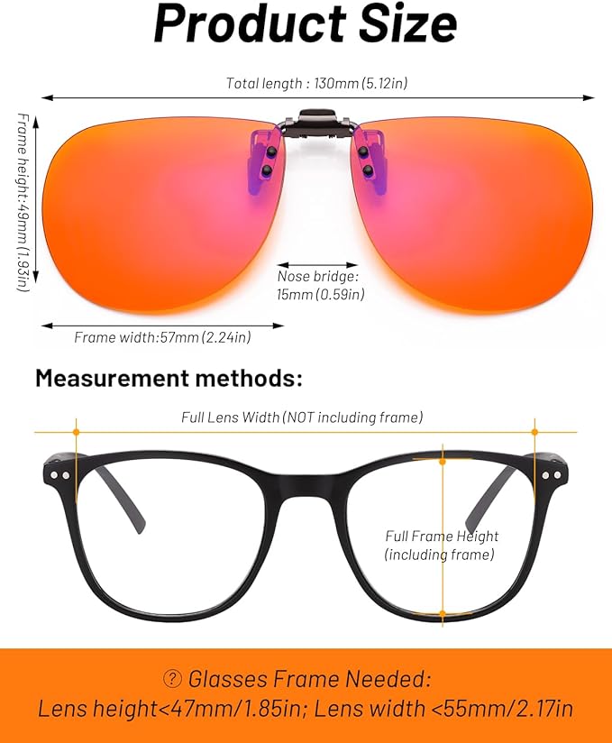 Blue Light Clip-On Glasses for Over-Eyeglasses | Anti-Fatigue Gaming & Computer Use | Lightweight & Universal Fit
