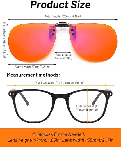 Blue Light Clip-On Glasses for Over-Eyeglasses | Anti-Fatigue Gaming & Computer Use | Lightweight & Universal Fit