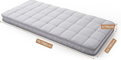 4Inch Cot Mattress Topper,Twin Gel Infused Memory Foam,Machine Washable Thickened Pillow Top Cover,Roll Up Floors Mat,Portable Folding Sleep Pad(75 x 38“)