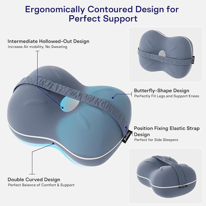 Knee Pillow for Side Sleepers - Leg Pillow for Side Sleeping, Memory Foam Knee Pillows for Back Hip Pain, Spine Aligning, Sciatica, Surgery Recovery